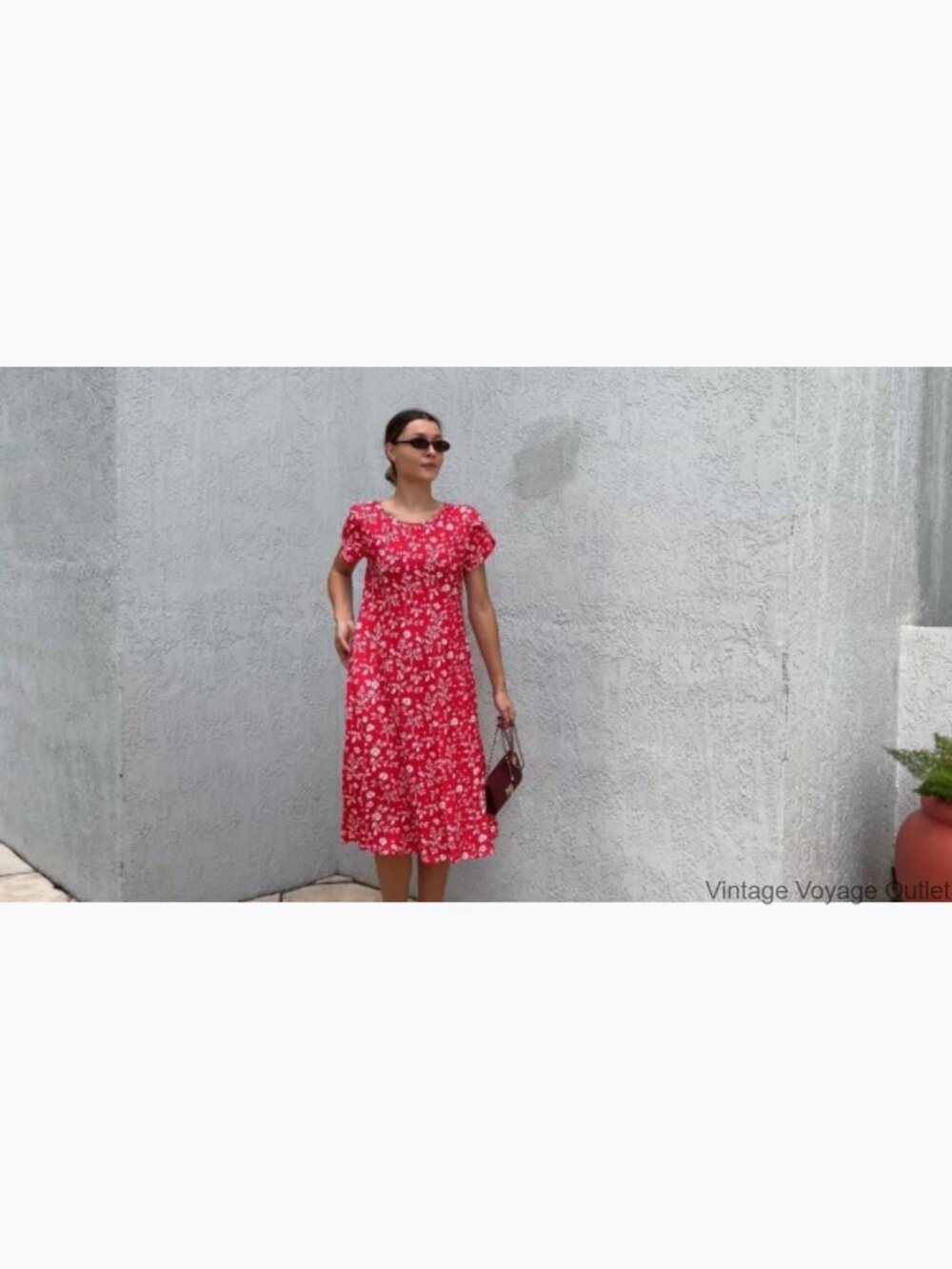 Short Sleeve Flare Midi Dress Loose Flowy Beach Sundress - Picture 7 of 7